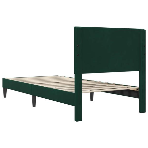 Grote foto vidaxl bedframe met hoofdeinde donkergroen 90 x 190 cm fluweel antiek en kunst stoelen en banken