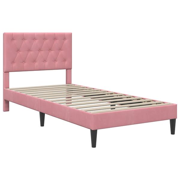 Grote foto vidaxl bedframe met hoofdeinde roze 80 x 200 cm fluweel antiek en kunst stoelen en banken