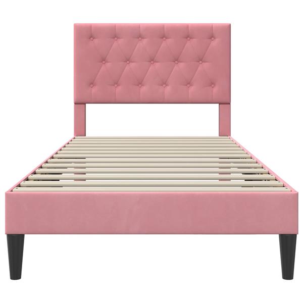 Grote foto vidaxl bedframe met hoofdeinde roze 80 x 200 cm fluweel antiek en kunst stoelen en banken