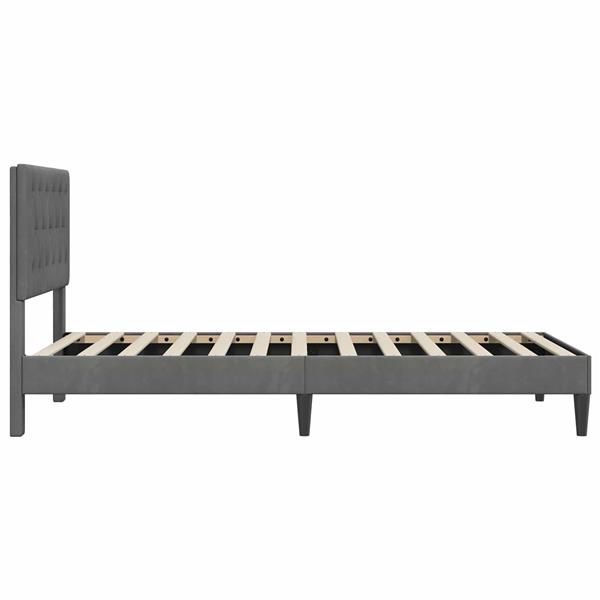 Grote foto vidaxl bedframe met hoofdeinde donkergrijs 80 x 200 cm fluweel antiek en kunst stoelen en banken
