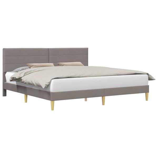 Grote foto vidaxl bedframe met hoofdeinde taupe 200 x 200 cm stof antiek en kunst stoelen en banken
