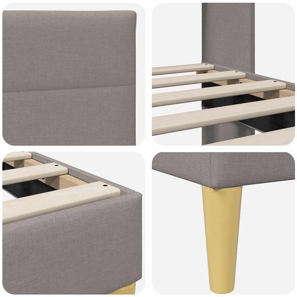 Grote foto vidaxl bedframe met hoofdeinde taupe 200 x 200 cm stof antiek en kunst stoelen en banken