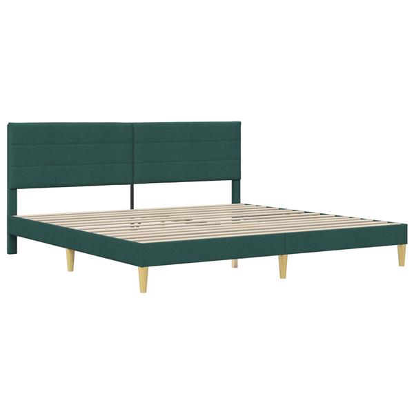 Grote foto vidaxl bedframe met hoofdeinde donkergroen 200 x 200 cm stof antiek en kunst stoelen en banken