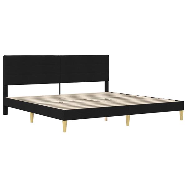 Grote foto vidaxl bedframe met hoofdeinde zwart 200 x 200 cm stof antiek en kunst stoelen en banken