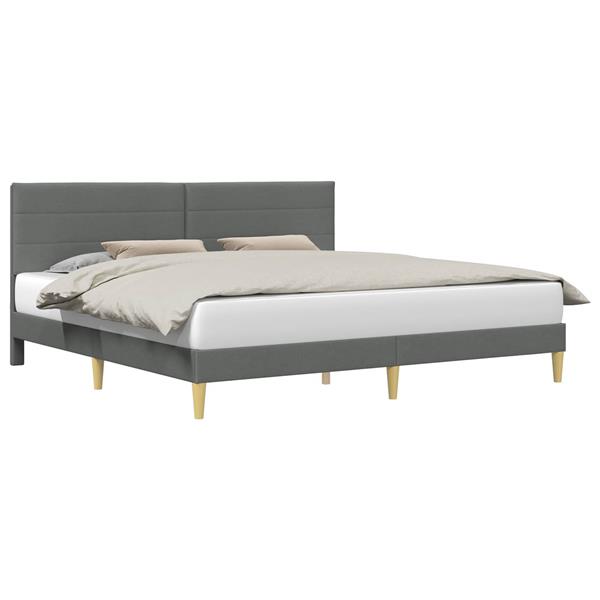 Grote foto vidaxl bedframe met hoofdeinde donkergrijs 200 x 200 cm stof antiek en kunst stoelen en banken