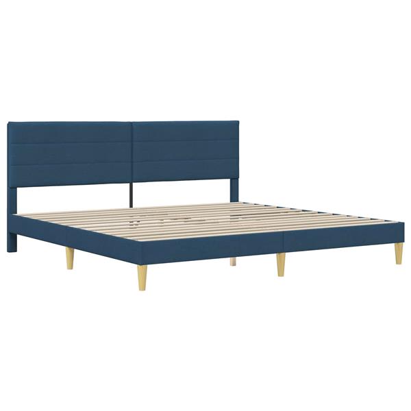 Grote foto vidaxl bedframe met hoofdeinde blauw 180 x 200 cm stof antiek en kunst stoelen en banken