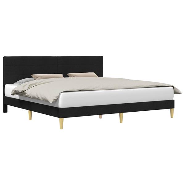 Grote foto vidaxl bedframe met hoofdeinde zwart 180 x 200 cm stof antiek en kunst stoelen en banken