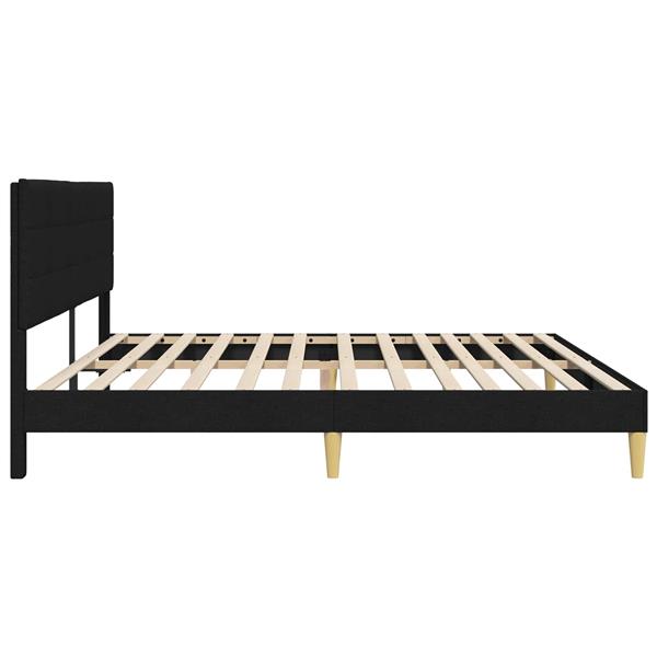 Grote foto vidaxl bedframe met hoofdeinde zwart 180 x 200 cm stof antiek en kunst stoelen en banken