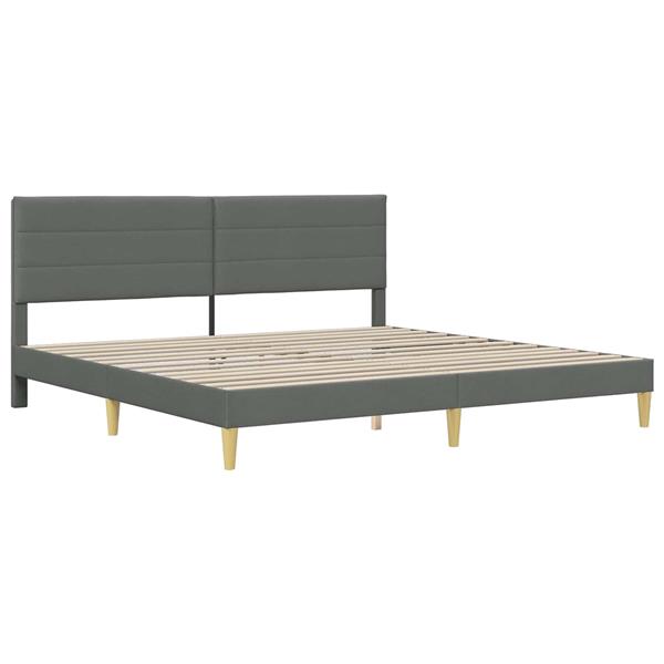 Grote foto vidaxl bedframe met hoofdeinde donkergrijs 180 x 200 cm stof antiek en kunst stoelen en banken