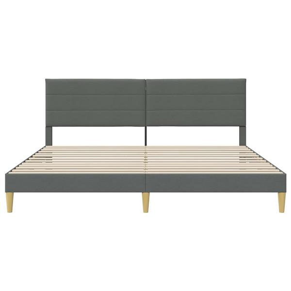 Grote foto vidaxl bedframe met hoofdeinde donkergrijs 180 x 200 cm stof antiek en kunst stoelen en banken