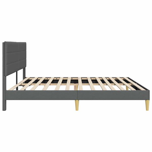 Grote foto vidaxl bedframe met hoofdeinde donkergrijs 180 x 200 cm stof antiek en kunst stoelen en banken
