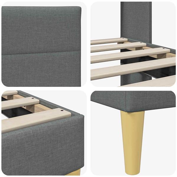 Grote foto vidaxl bedframe met hoofdeinde donkergrijs 180 x 200 cm stof antiek en kunst stoelen en banken