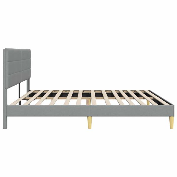 Grote foto vidaxl bedframe met hoofdeinde lichtgrijs 180 x 200 cm stof antiek en kunst stoelen en banken