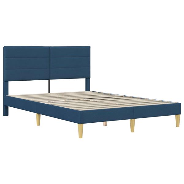 Grote foto vidaxl bedframe met hoofdeinde blauw 120 x 200 cm stof antiek en kunst stoelen en banken