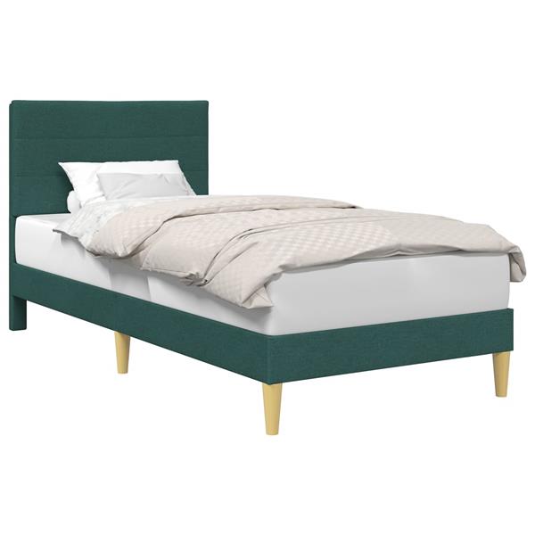 Grote foto vidaxl bedframe met hoofdeinde donkergroen 90 x 200 cm stof antiek en kunst stoelen en banken
