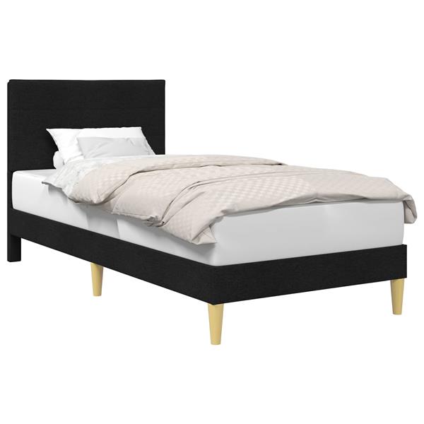 Grote foto vidaxl bedframe met hoofdeinde zwart 90 x 200 cm stof antiek en kunst stoelen en banken