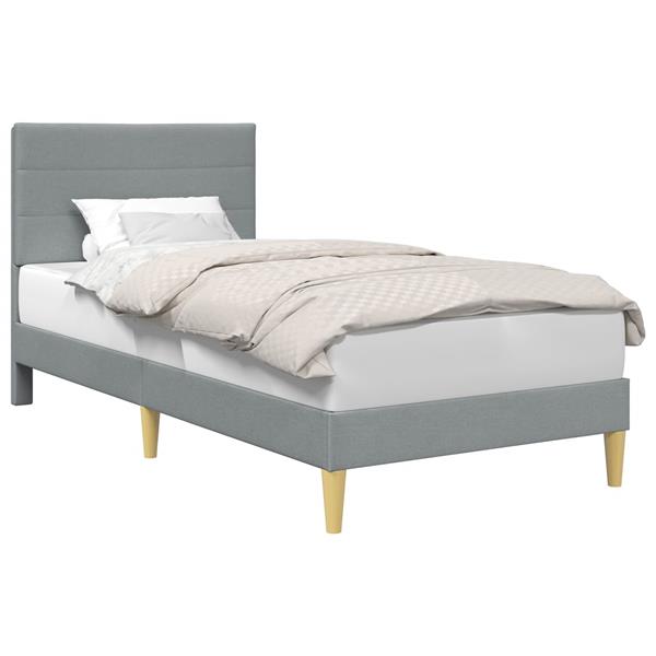 Grote foto vidaxl bedframe met hoofdeinde lichtgrijs 90 x 200 cm stof antiek en kunst stoelen en banken