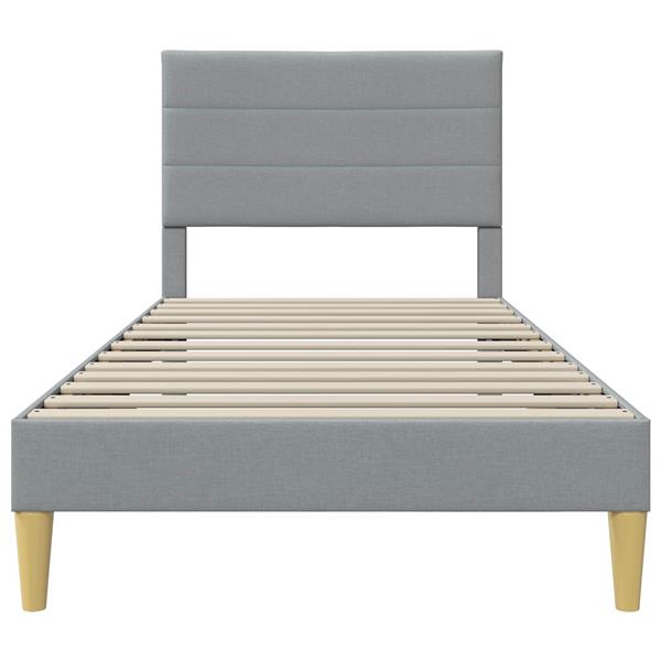 Grote foto vidaxl bedframe met hoofdeinde lichtgrijs 90 x 200 cm stof antiek en kunst stoelen en banken