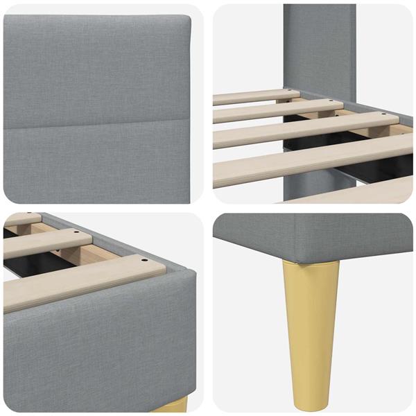Grote foto vidaxl bedframe met hoofdeinde lichtgrijs 90 x 200 cm stof antiek en kunst stoelen en banken