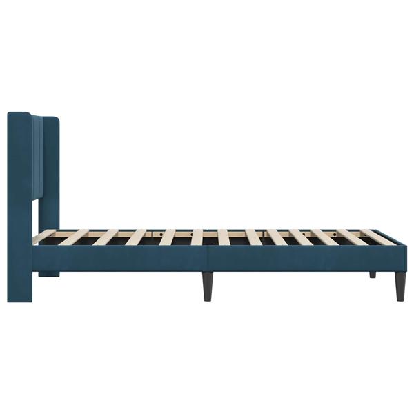 Grote foto vidaxl bedframe met hoofdeinde blauw 100 x 200 cm fluweel antiek en kunst stoelen en banken