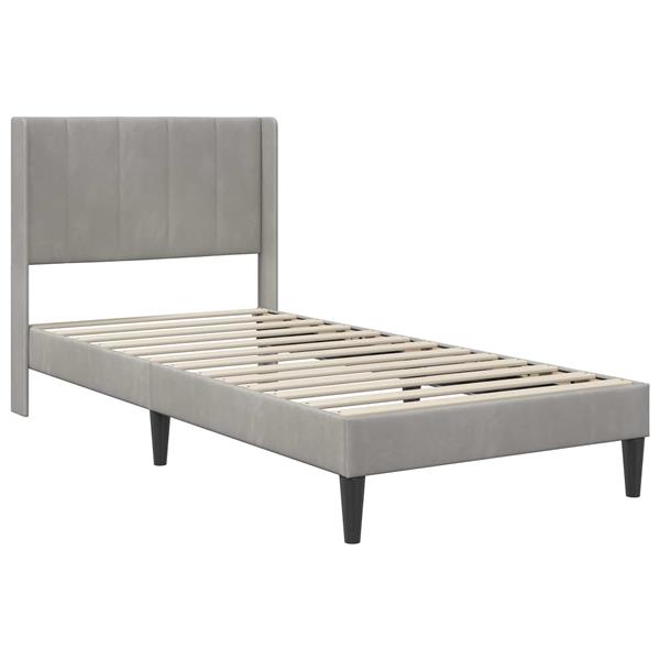 Grote foto vidaxl bedframe met hoofdeinde lichtgrijs 100 x 200 cm fluweel antiek en kunst stoelen en banken