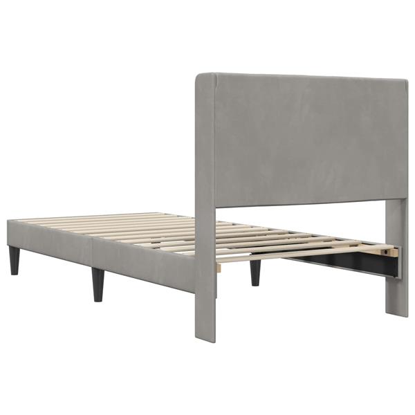 Grote foto vidaxl bedframe met hoofdeinde lichtgrijs 100 x 200 cm fluweel antiek en kunst stoelen en banken