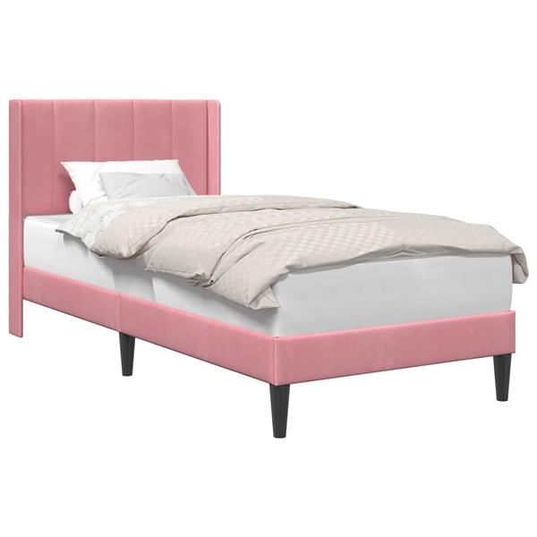 Grote foto vidaxl bedframe met hoofdeinde roze 90 x 200 cm fluweel antiek en kunst stoelen en banken