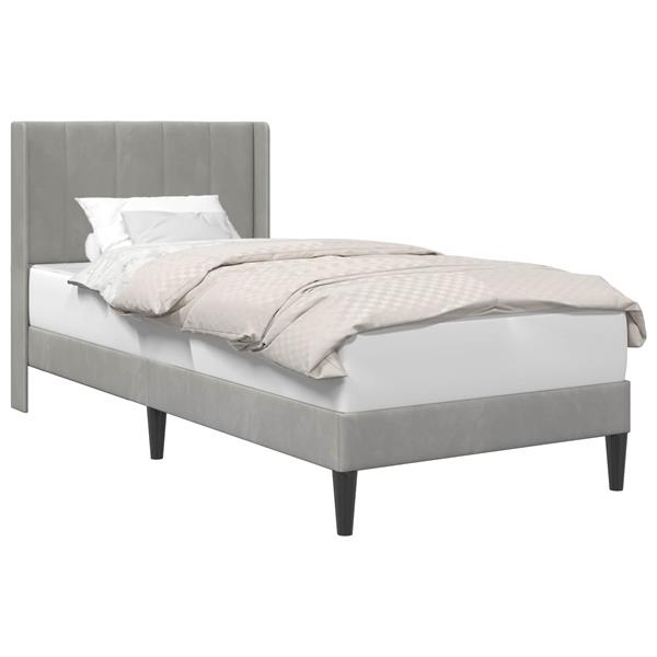 Grote foto vidaxl bedframe met hoofdeinde lichtgrijs 90 x 200 cm fluweel antiek en kunst stoelen en banken