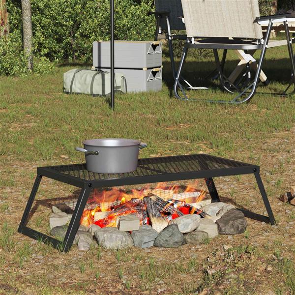 Grote foto vidaxl opvouwbare camping grill zwart 58 x 31 x 2 cm legeringen staal tuin en terras buitenkeukens