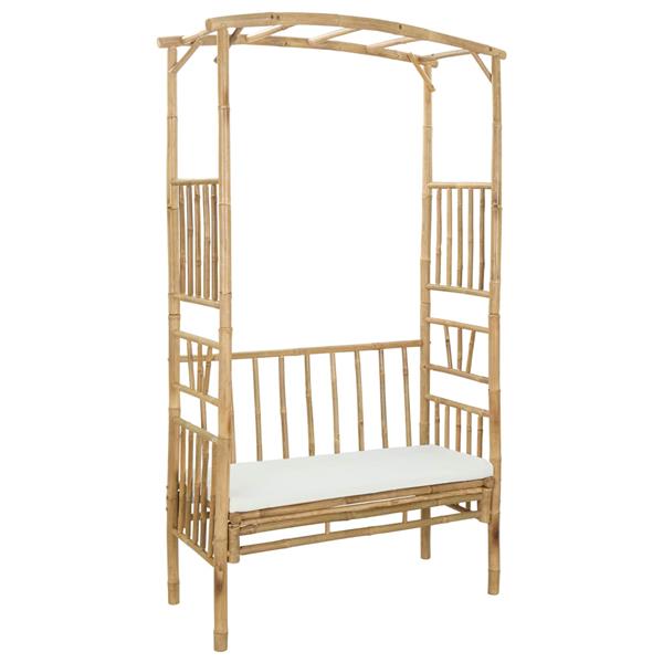 Grote foto vidaxl tuinboog met bank cr mewit 115 x 50 x 205 cm bamboe tuin en terras overige tuin en terras