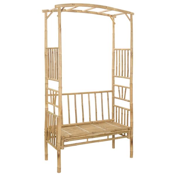 Grote foto vidaxl tuinboog met bank naturel 115 x 50 x 205 cm bamboe tuin en terras overige tuin en terras