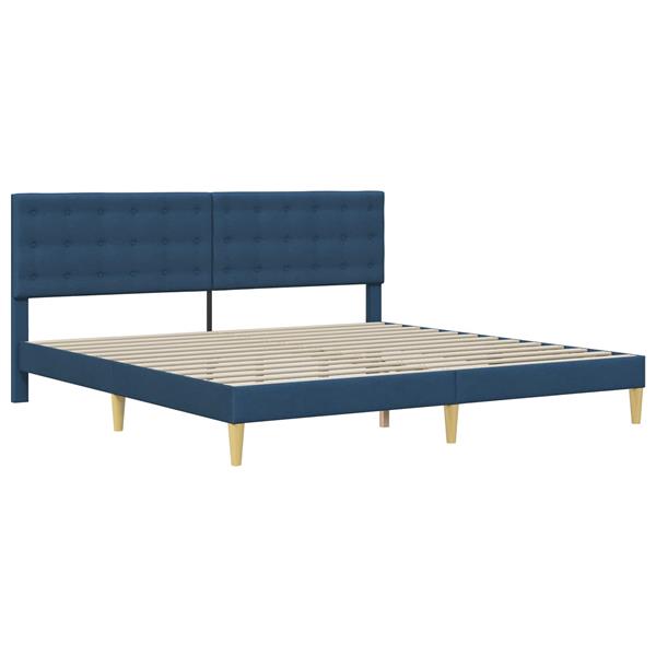 Grote foto vidaxl bedframe met hoofdeinde blauw 200 x 200 cm stof antiek en kunst stoelen en banken