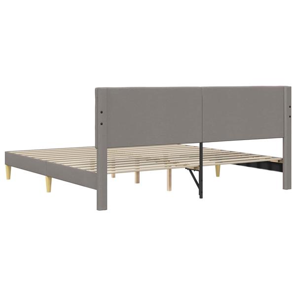 Grote foto vidaxl bedframe met hoofdeinde taupe 200 x 200 cm stof antiek en kunst stoelen en banken