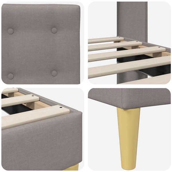Grote foto vidaxl bedframe met hoofdeinde taupe 200 x 200 cm stof antiek en kunst stoelen en banken
