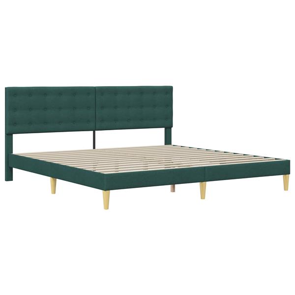 Grote foto vidaxl bedframe met hoofdeinde donkergroen 200 x 200 cm stof antiek en kunst stoelen en banken