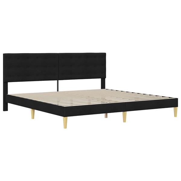Grote foto vidaxl bedframe met hoofdeinde zwart 200 x 200 cm stof antiek en kunst stoelen en banken