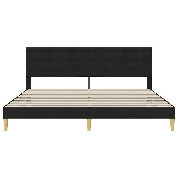 Grote foto vidaxl bedframe met hoofdeinde zwart 200 x 200 cm stof antiek en kunst stoelen en banken