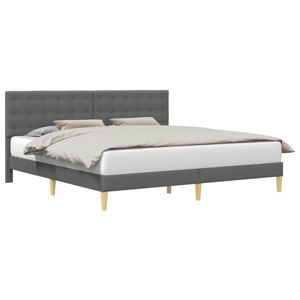 Grote foto vidaxl bedframe met hoofdeinde donkergrijs 200 x 200 cm stof antiek en kunst stoelen en banken