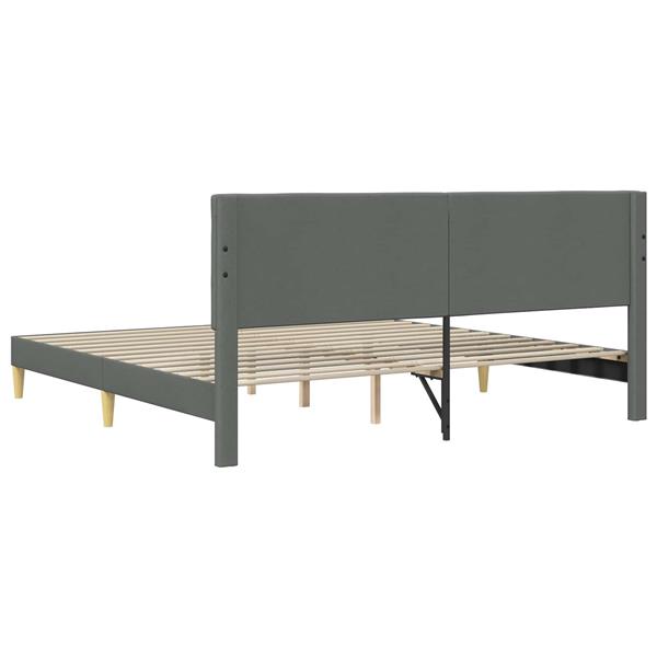 Grote foto vidaxl bedframe met hoofdeinde donkergrijs 200 x 200 cm stof antiek en kunst stoelen en banken