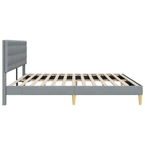 Grote foto vidaxl bedframe met hoofdeinde lichtgrijs 200 x 200 cm stof antiek en kunst stoelen en banken