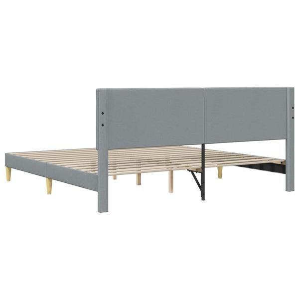 Grote foto vidaxl bedframe met hoofdeinde lichtgrijs 200 x 200 cm stof antiek en kunst stoelen en banken
