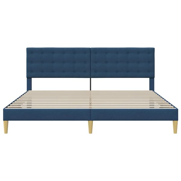 Grote foto vidaxl bedframe met hoofdeinde blauw 180 x 200 cm stof antiek en kunst stoelen en banken