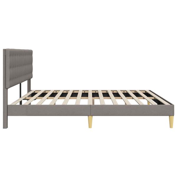 Grote foto vidaxl bedframe met hoofdeinde taupe 180 x 200 cm stof antiek en kunst stoelen en banken