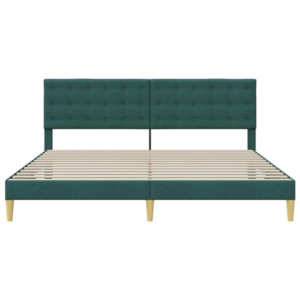 Grote foto vidaxl bedframe met hoofdeinde donkergroen 180 x 200 cm stof antiek en kunst stoelen en banken