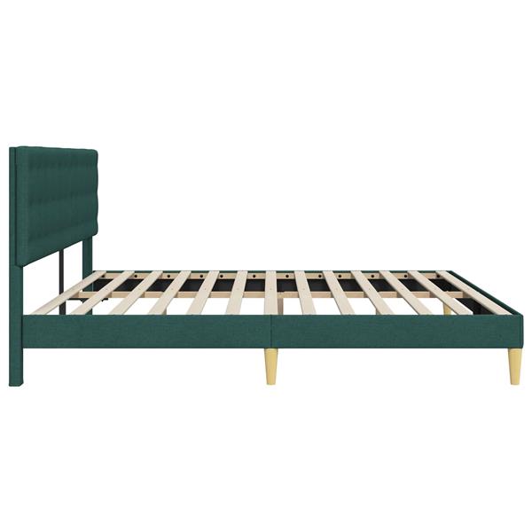 Grote foto vidaxl bedframe met hoofdeinde donkergroen 180 x 200 cm stof antiek en kunst stoelen en banken