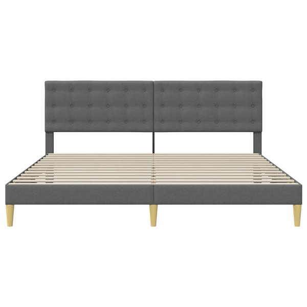 Grote foto vidaxl bedframe met hoofdeinde donkergrijs 180 x 200 cm stof antiek en kunst stoelen en banken