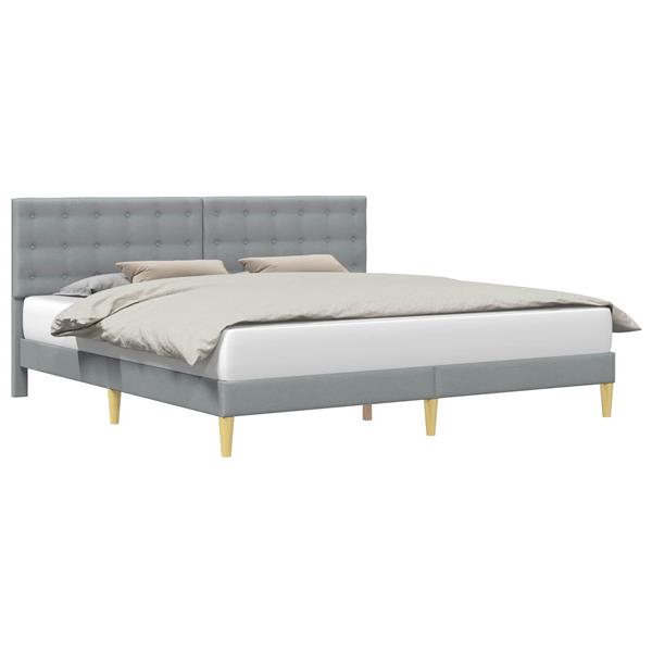 Grote foto vidaxl bedframe met hoofdeinde lichtgrijs 180 x 200 cm stof antiek en kunst stoelen en banken