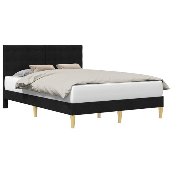 Grote foto vidaxl bedframe met hoofdeinde zwart 160 x 200 cm stof antiek en kunst stoelen en banken