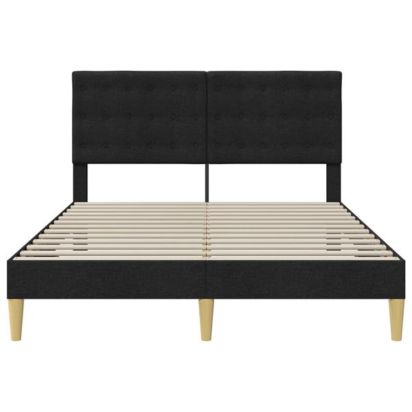 Grote foto vidaxl bedframe met hoofdeinde zwart 160 x 200 cm stof antiek en kunst stoelen en banken