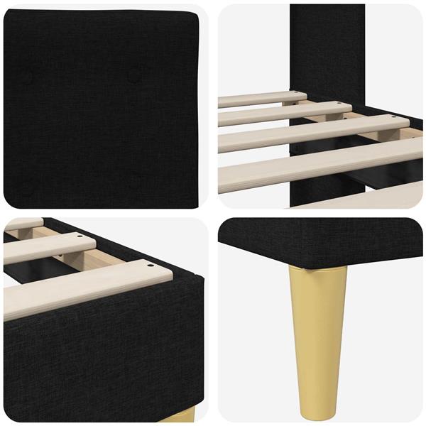 Grote foto vidaxl bedframe met hoofdeinde zwart 160 x 200 cm stof antiek en kunst stoelen en banken
